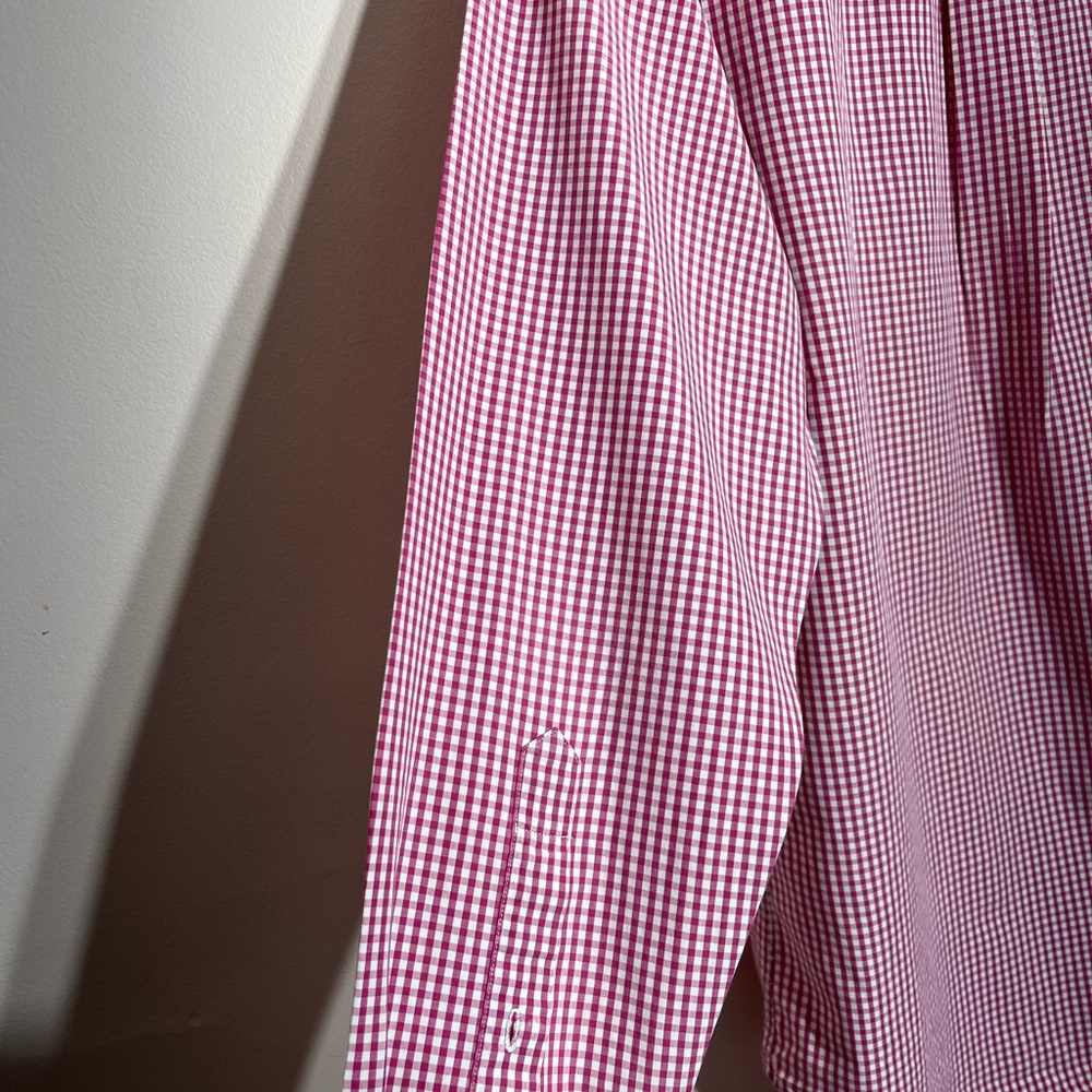 Lands End Red and White Gingham Casual Button Down Shirt Men's 15/33 - Picture 6 of 12